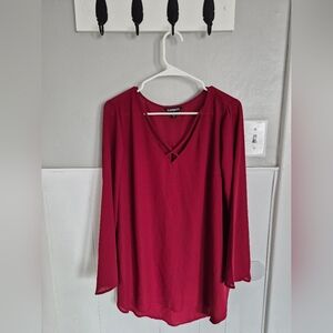 Express Deep Red V-Neck Blouse